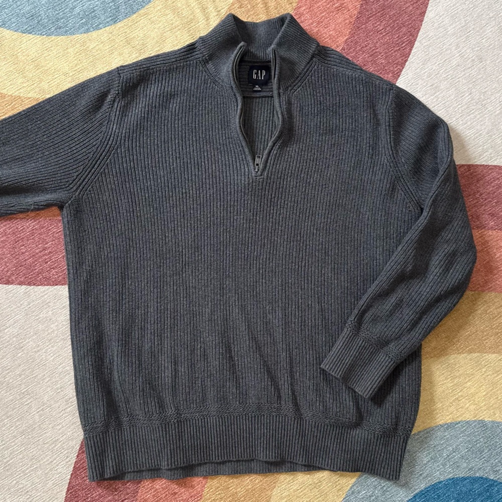 GAP Men's Charcoal Zip-Up Sweater